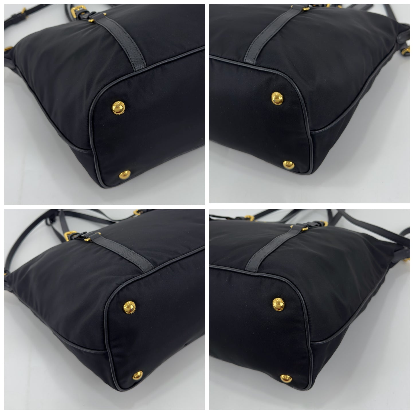Prada Black Tessuto Nylon And Saffiano
Leather Tote Bag - BR4253