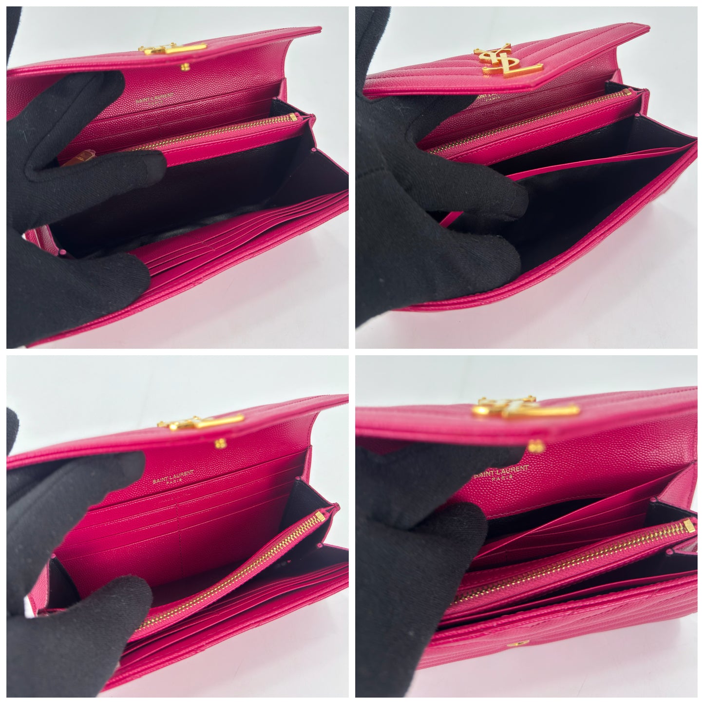 Saint Laurent Monogram Matelassé Wallet In Pink