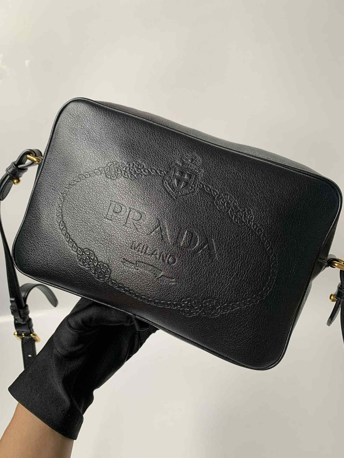 Prada Embossed Logo Camera Bag