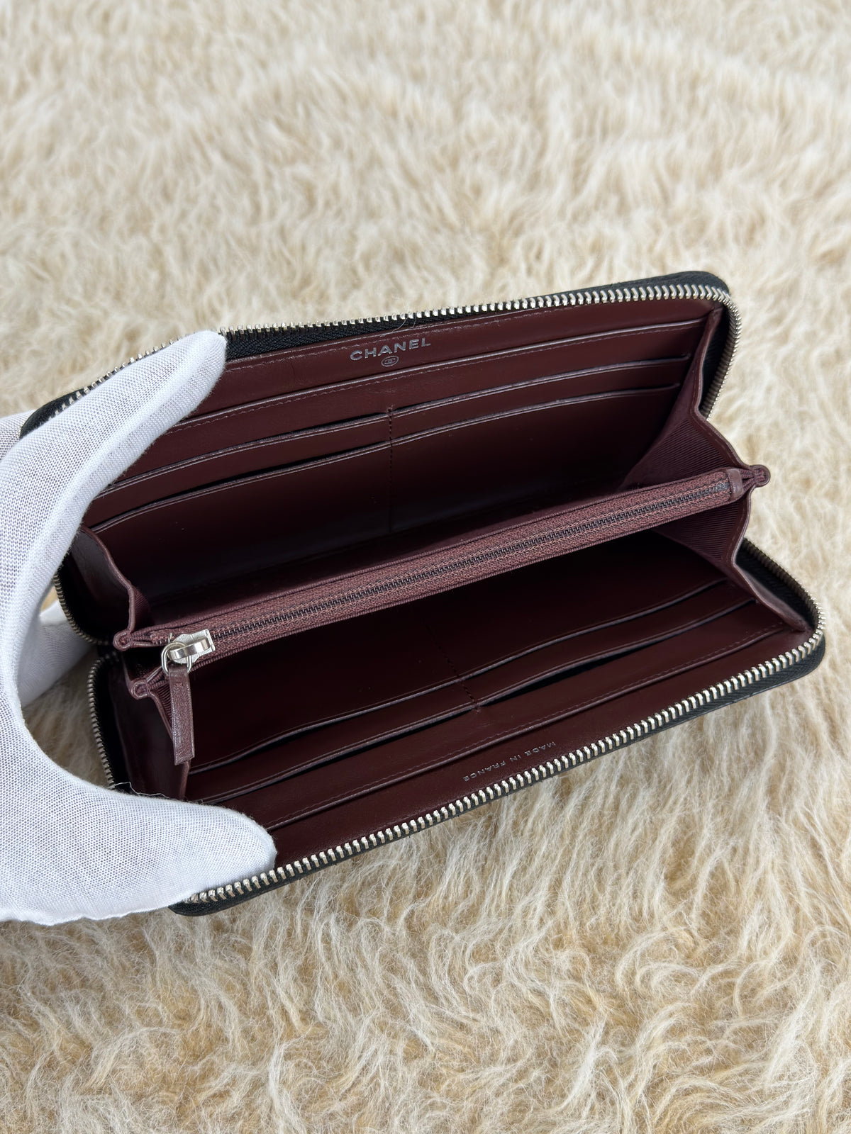 Chanel Caviar Quilted Gusset Zip Around Wallet Series 29