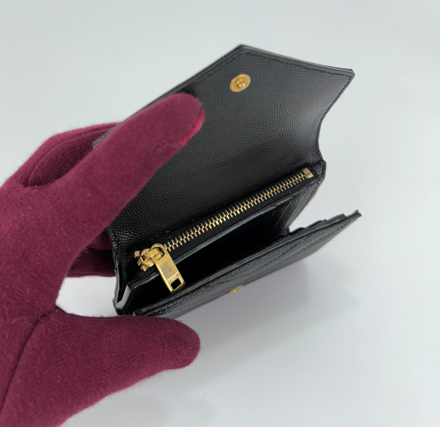 Saint Laurent Cassandre Matelassé Compact Tri-Fold Wallet