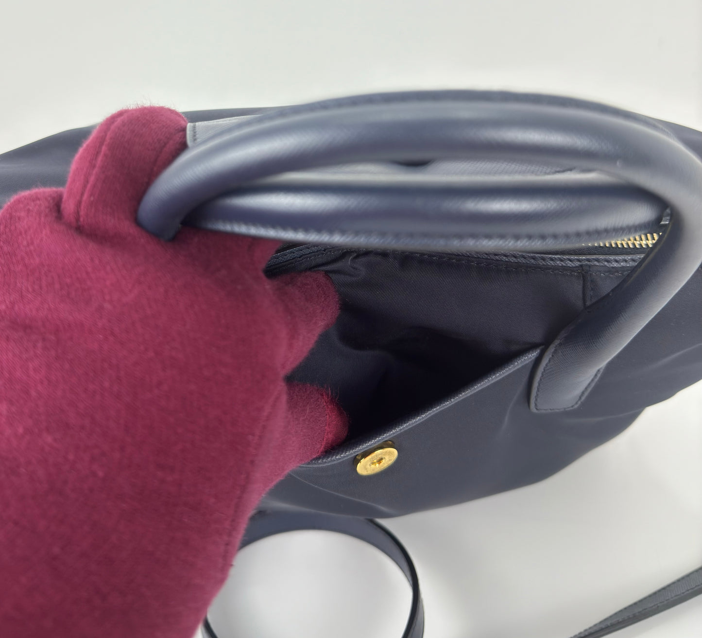 Prada Blue Tessuto Nylon And Saffiano
Leather Tote Bag BN2541