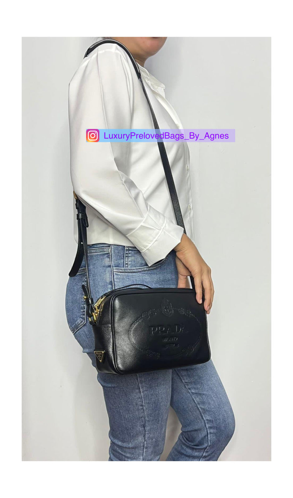 Prada Embossed Logo Camera Bag