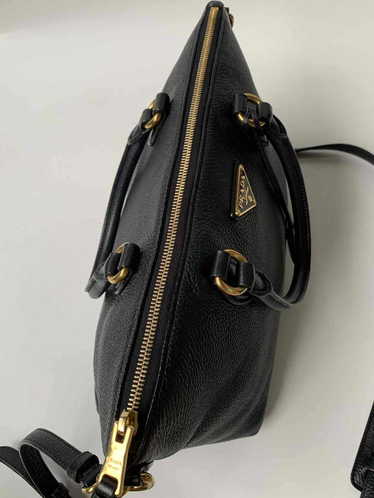Prada Vitello Phenix Leather Top Handle Crossbody Bag