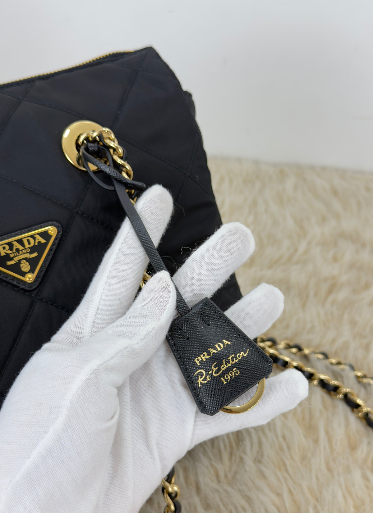 Prada Re - Edition 1995 Quilted Nylon Chain Tote