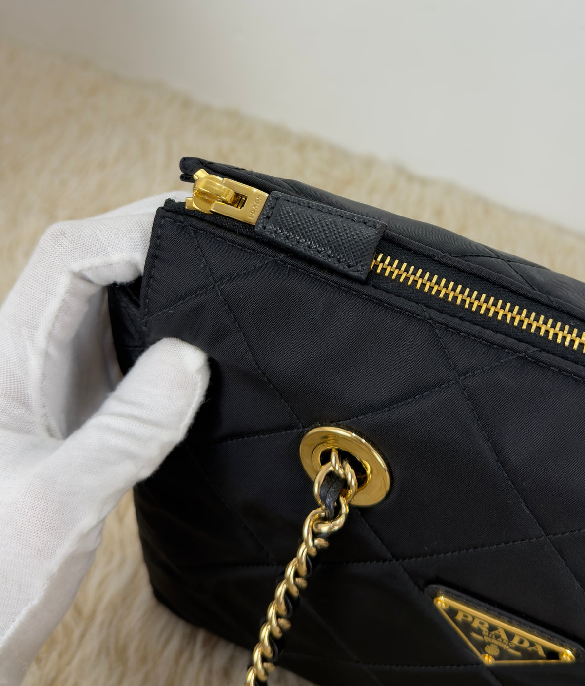 Prada Re - Edition 1995 Quilted Nylon Chain Tote