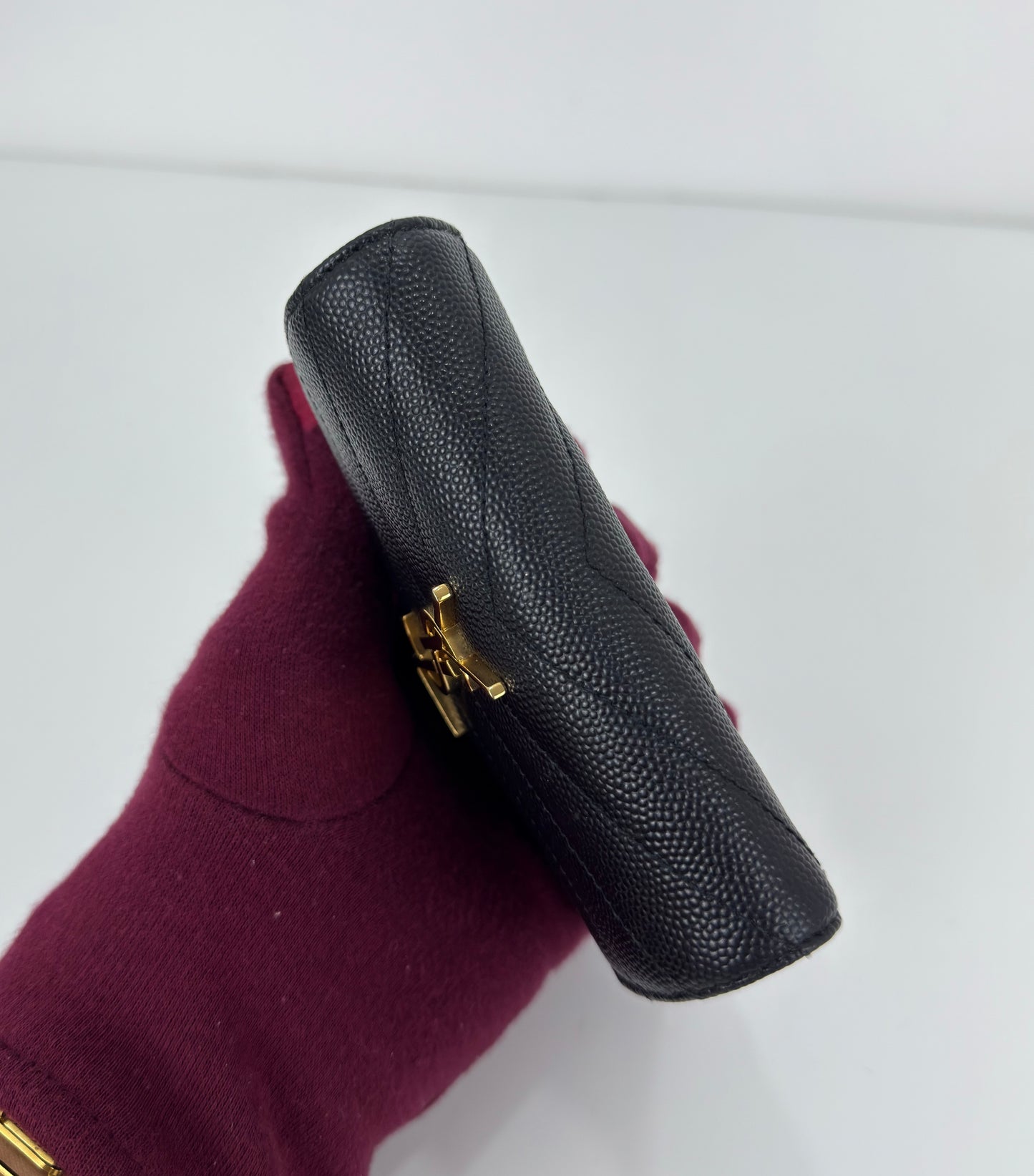 Saint Laurent Cassandre Matelassé Compact Tri-Fold Wallet