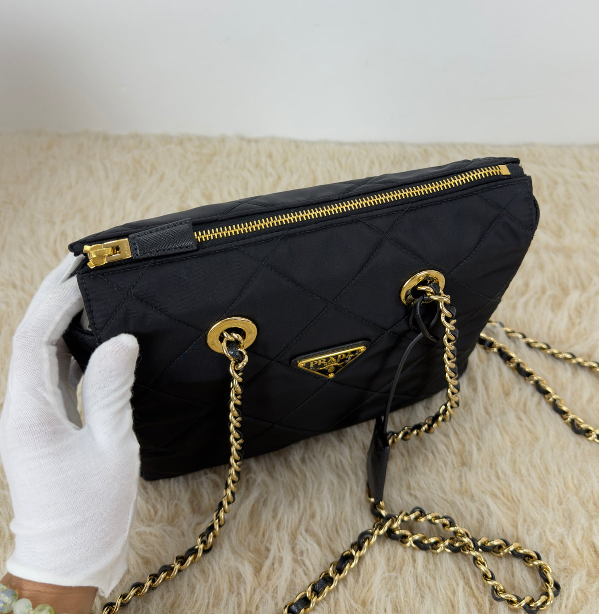 Prada Re - Edition 1995 Quilted Nylon Chain Tote