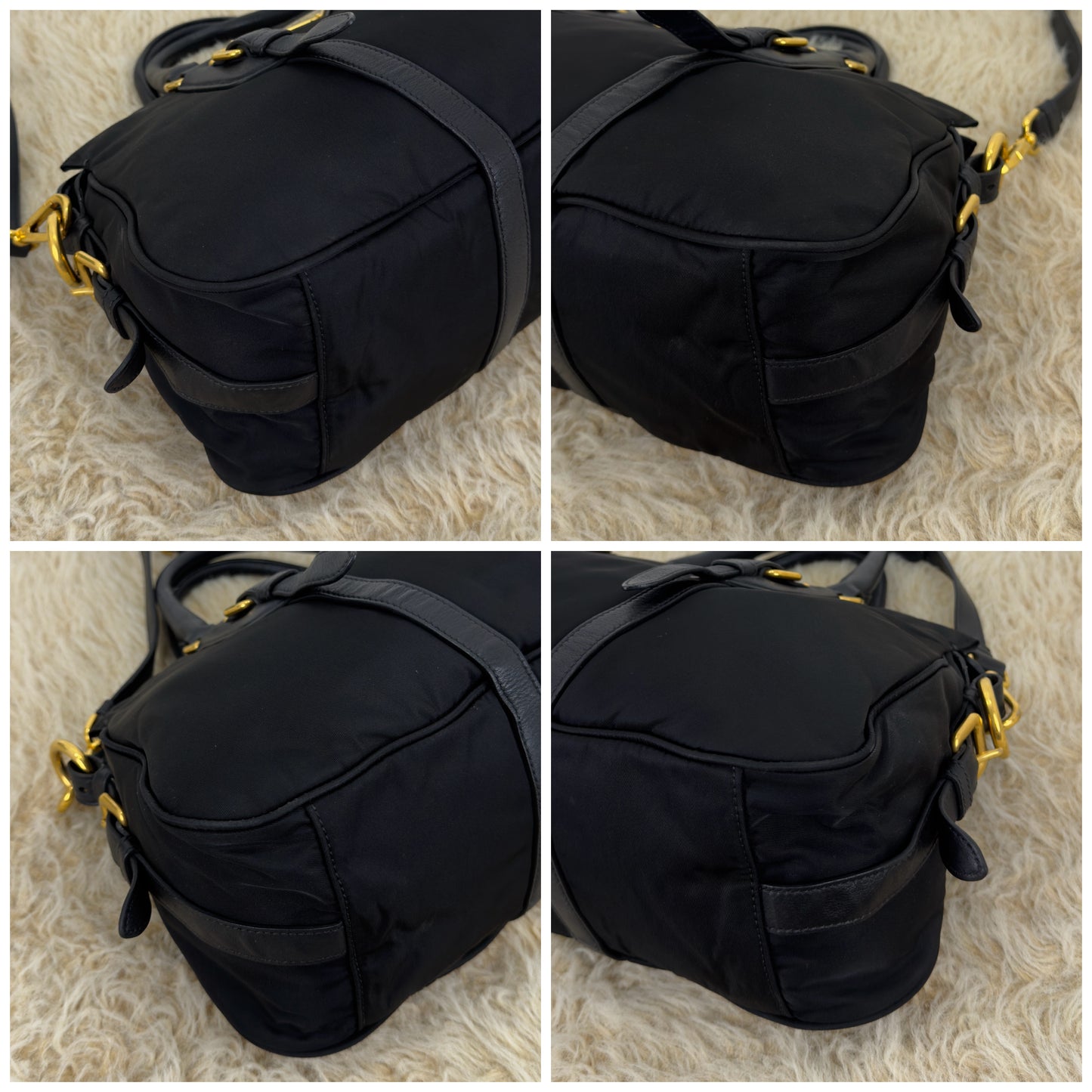 Prada Tessuto Nylon and Leather Bauletto Bag
