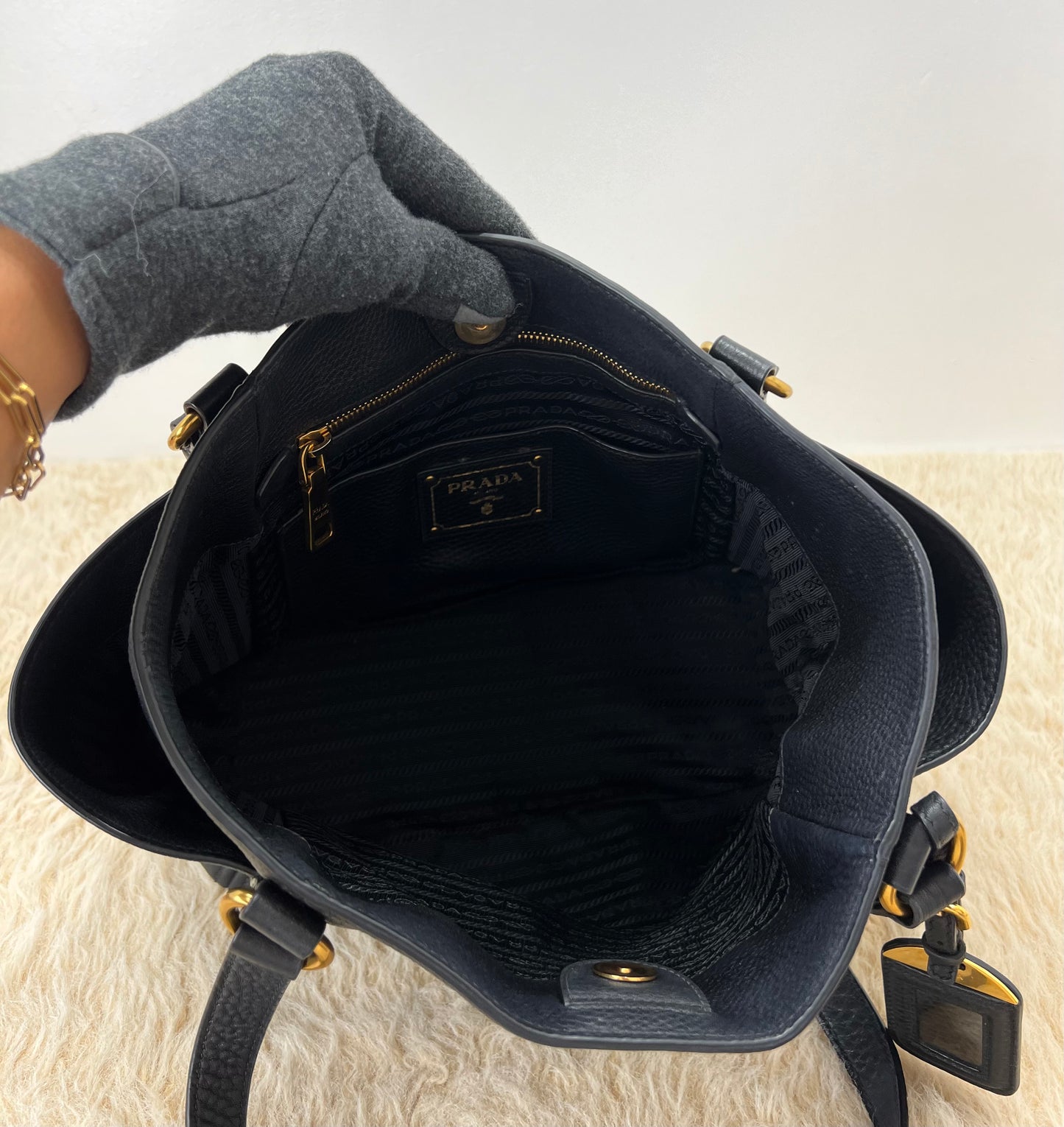 Prada Vitello Daino Leather Shoulder Bag