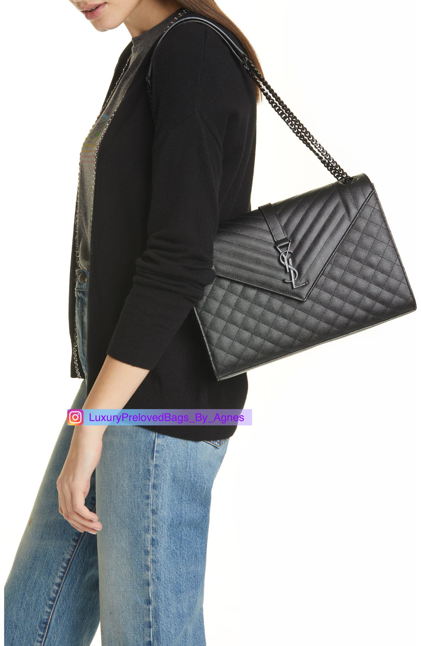 Saint Laurent Monogram Quilted Envelope Large