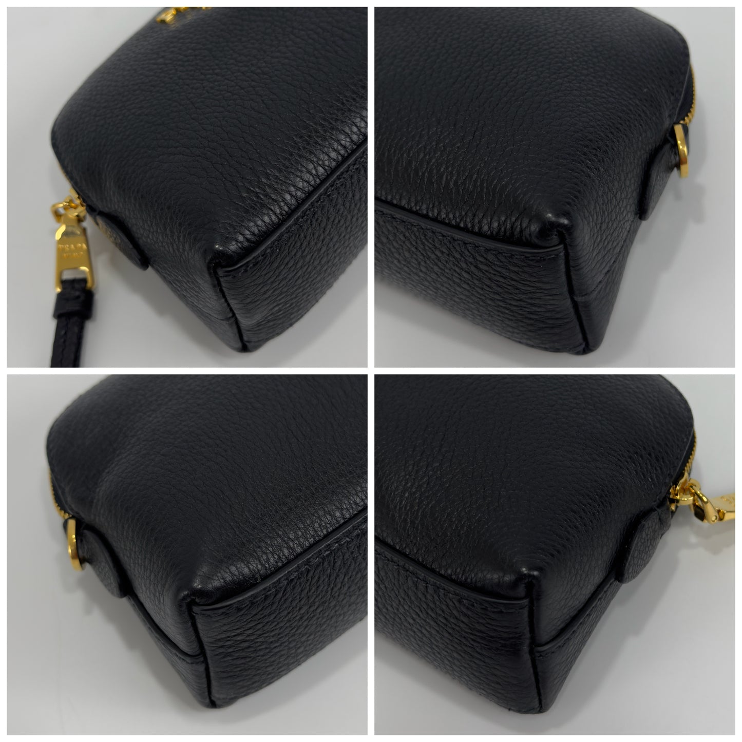 Prada Vitello Daino Cosmetic Pouch Black