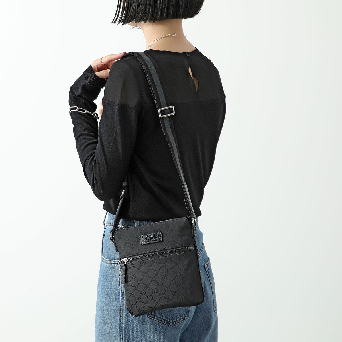 Gucci GG Nylon Monogram Flat Messenger Bag