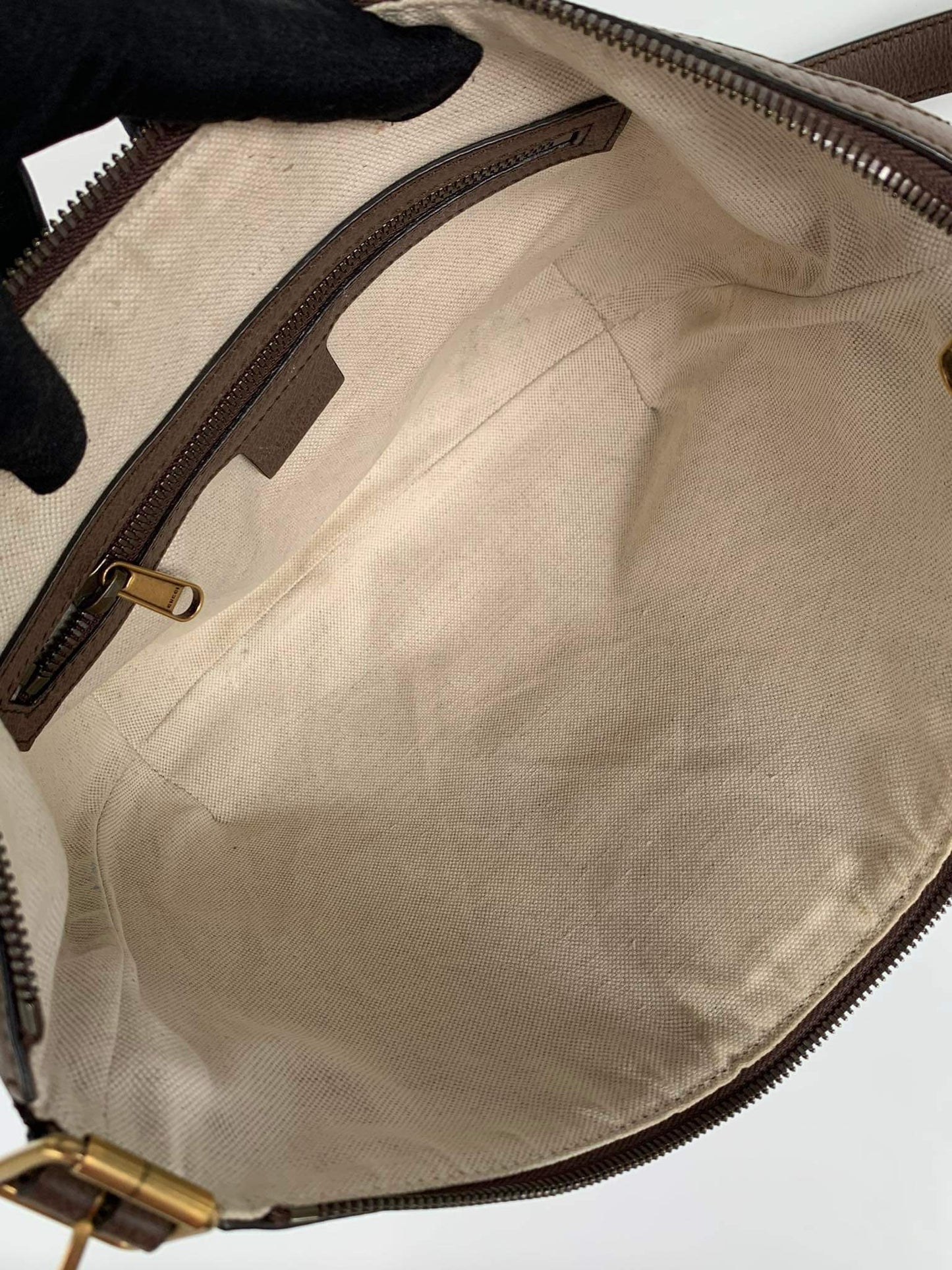 Gucci Beige GG Supreme Web Ophidia Small Half Moon Hobo