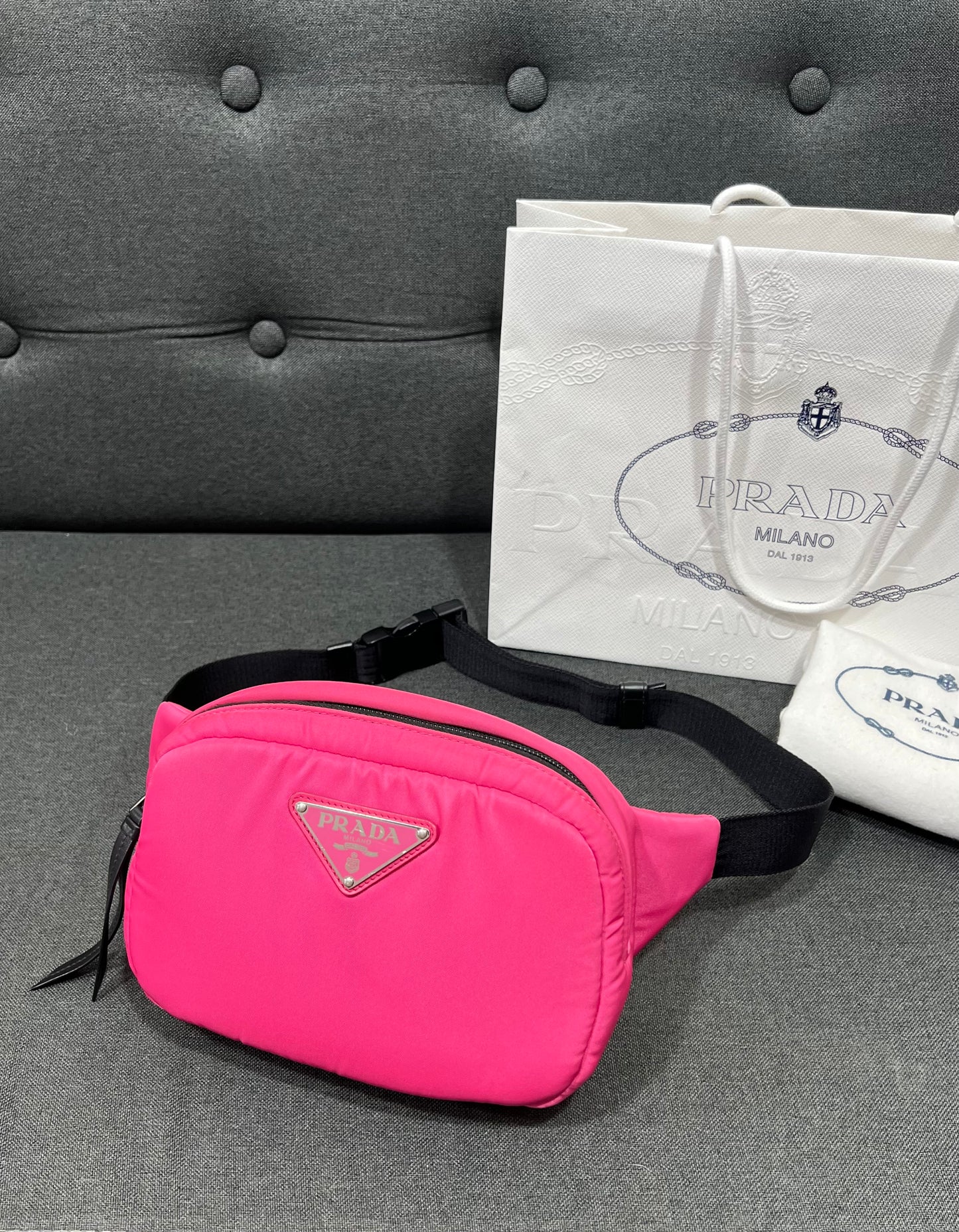 Prada Tessuto Nylon Soft Belt Bag Pink