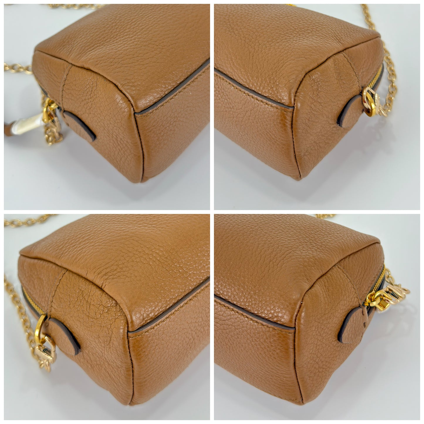 Prada Vitello Daino Canella Brown Leather Cosmetic Pouch