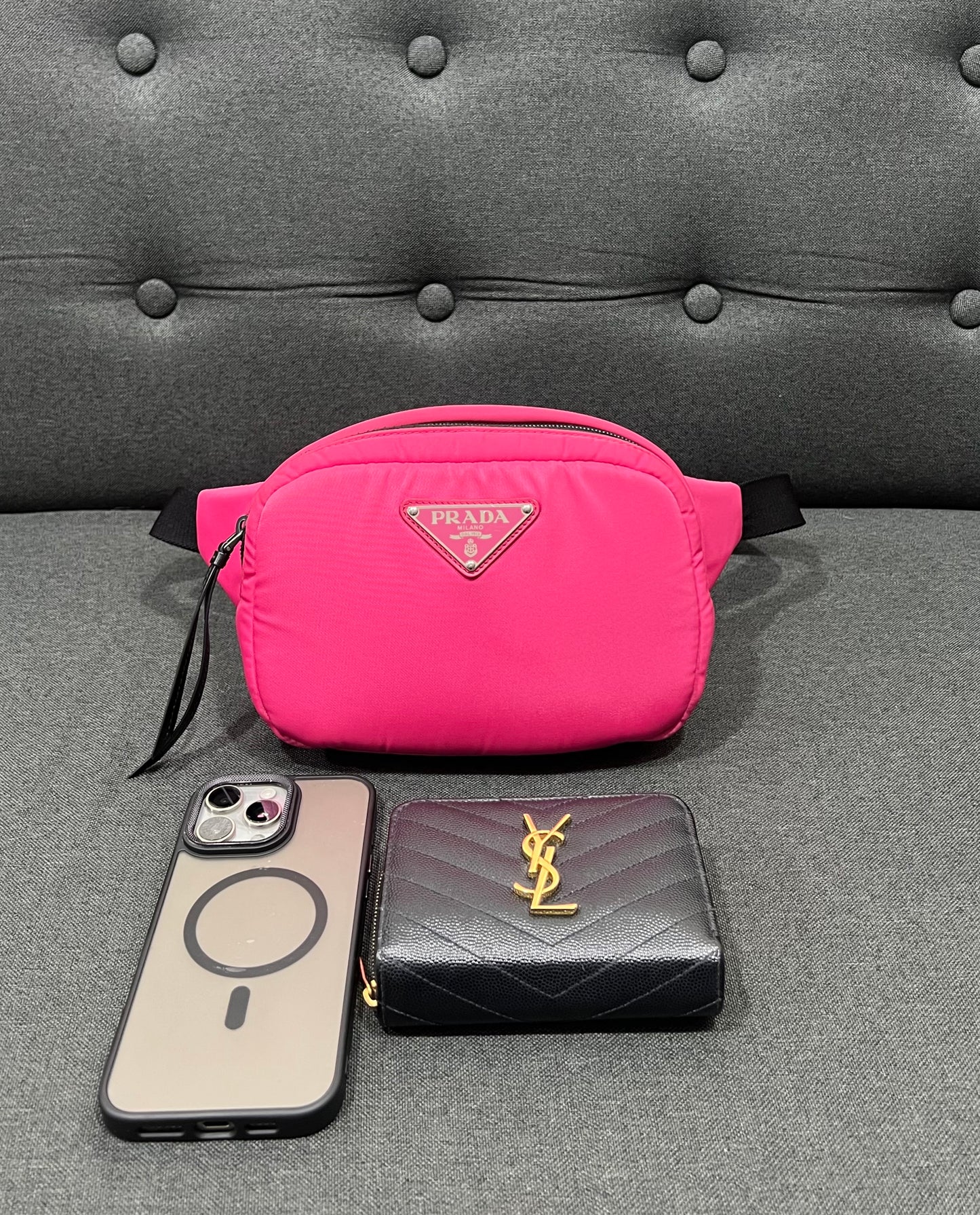 Prada Tessuto Nylon Soft Belt Bag Pink