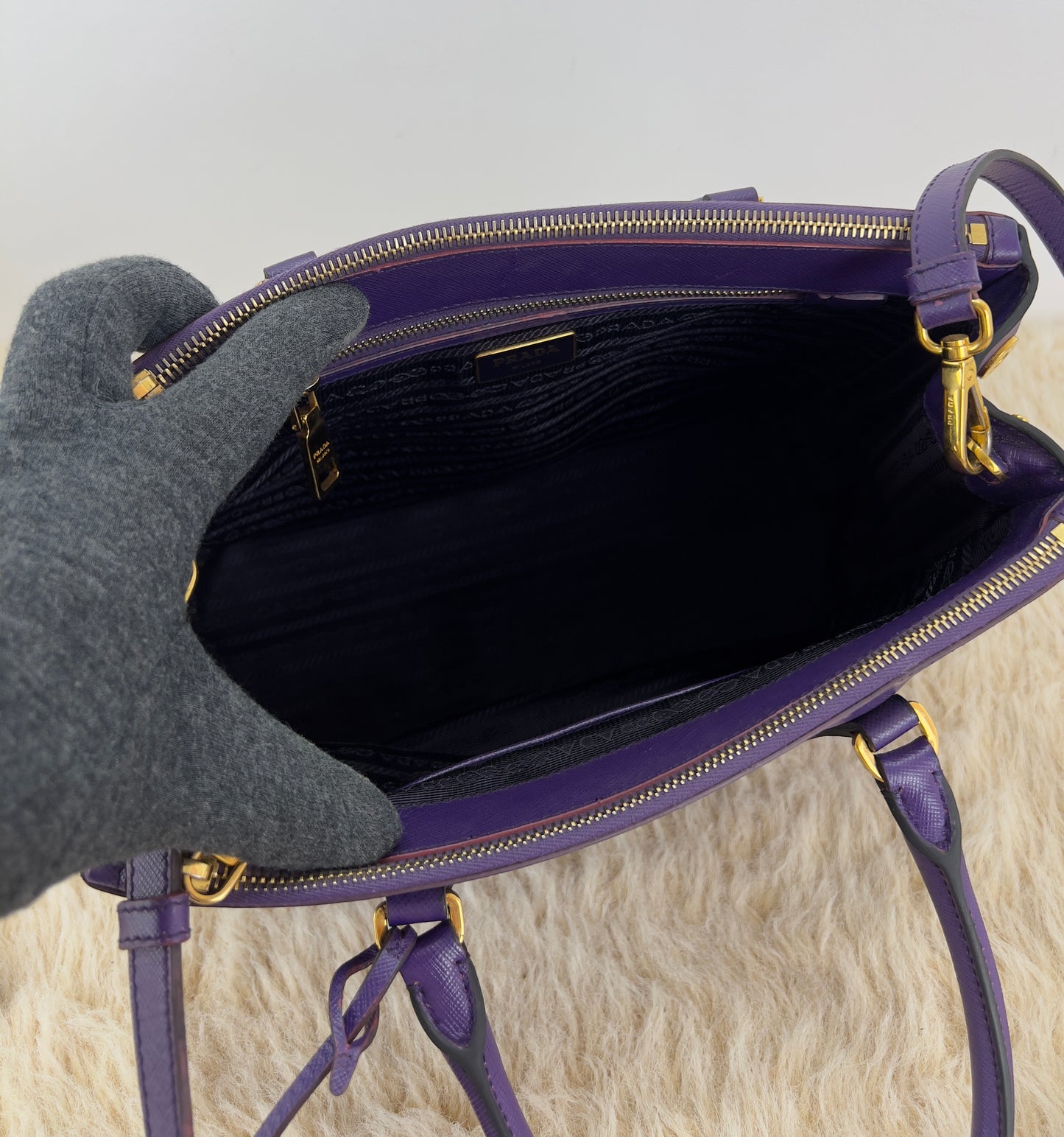 Prada Saffiano Leather Small Galleria Double Zip Tote Bag