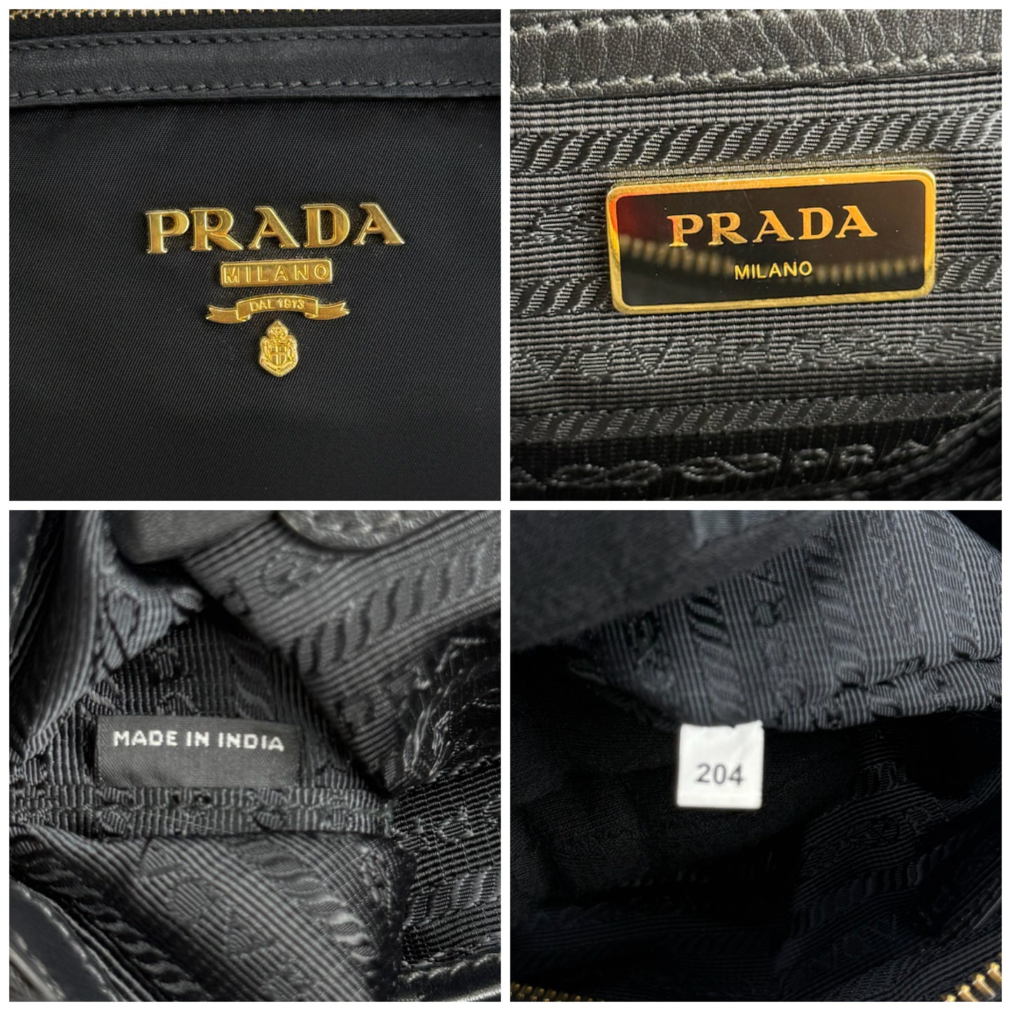 Prada Nylon Tessuto Black Leather Clochette
Crossbody Tote Bag