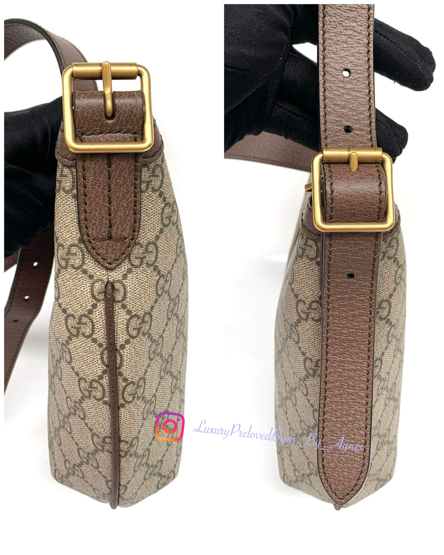 Gucci Beige GG Supreme Web Ophidia Small Half Moon Hobo