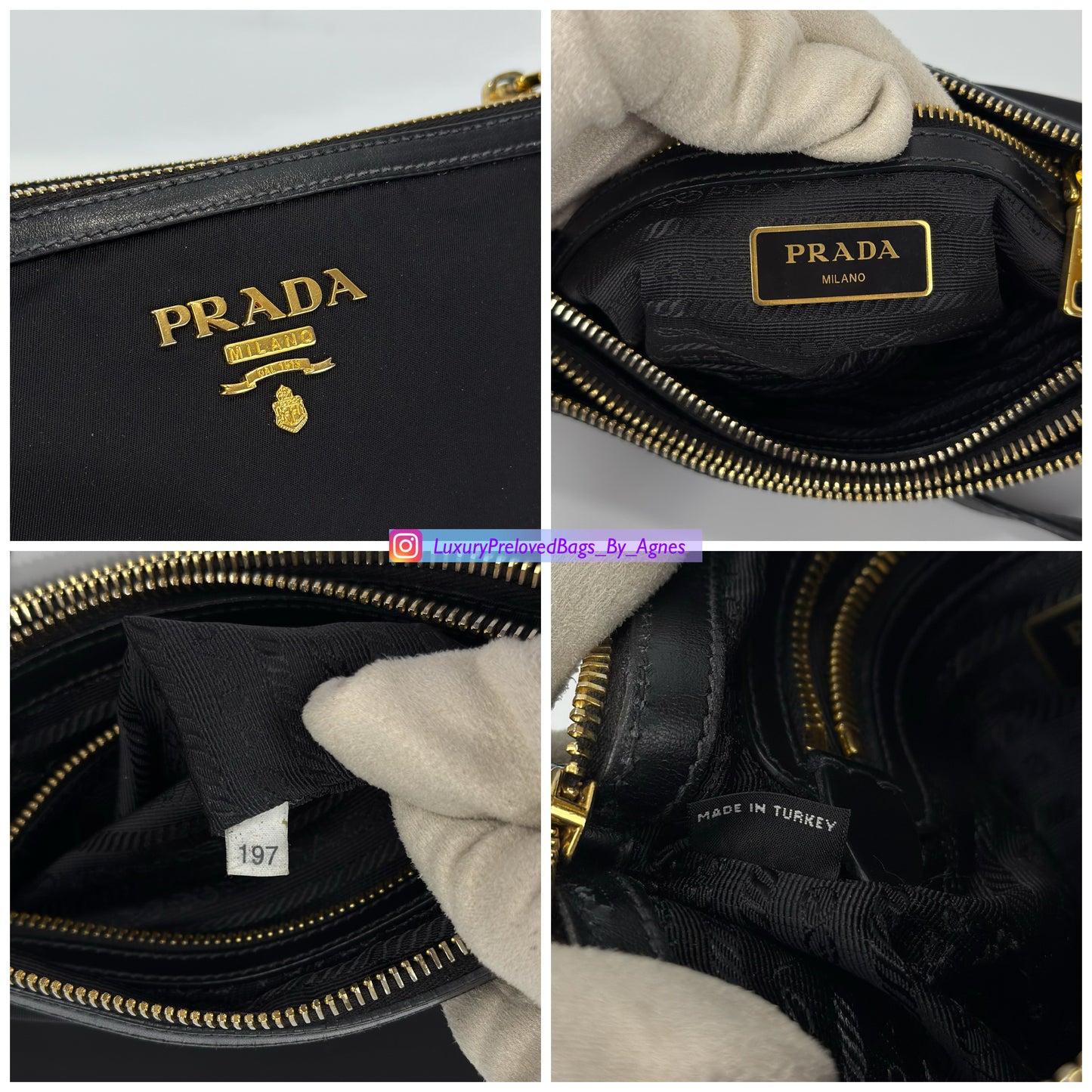 Prada Tessuto Nylon Soft Calf Double Zip