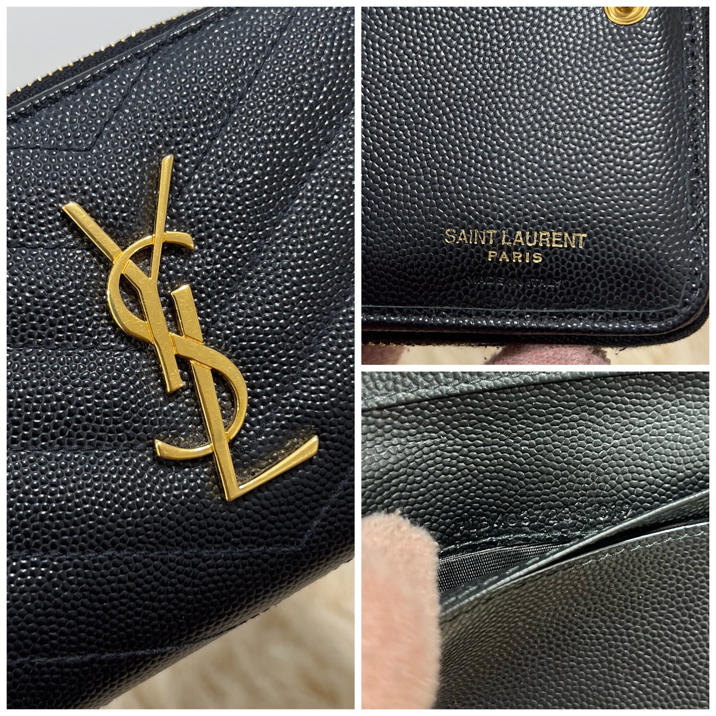 Saint Laurent Cassandre Matelassé Compact Zip Around Wallet