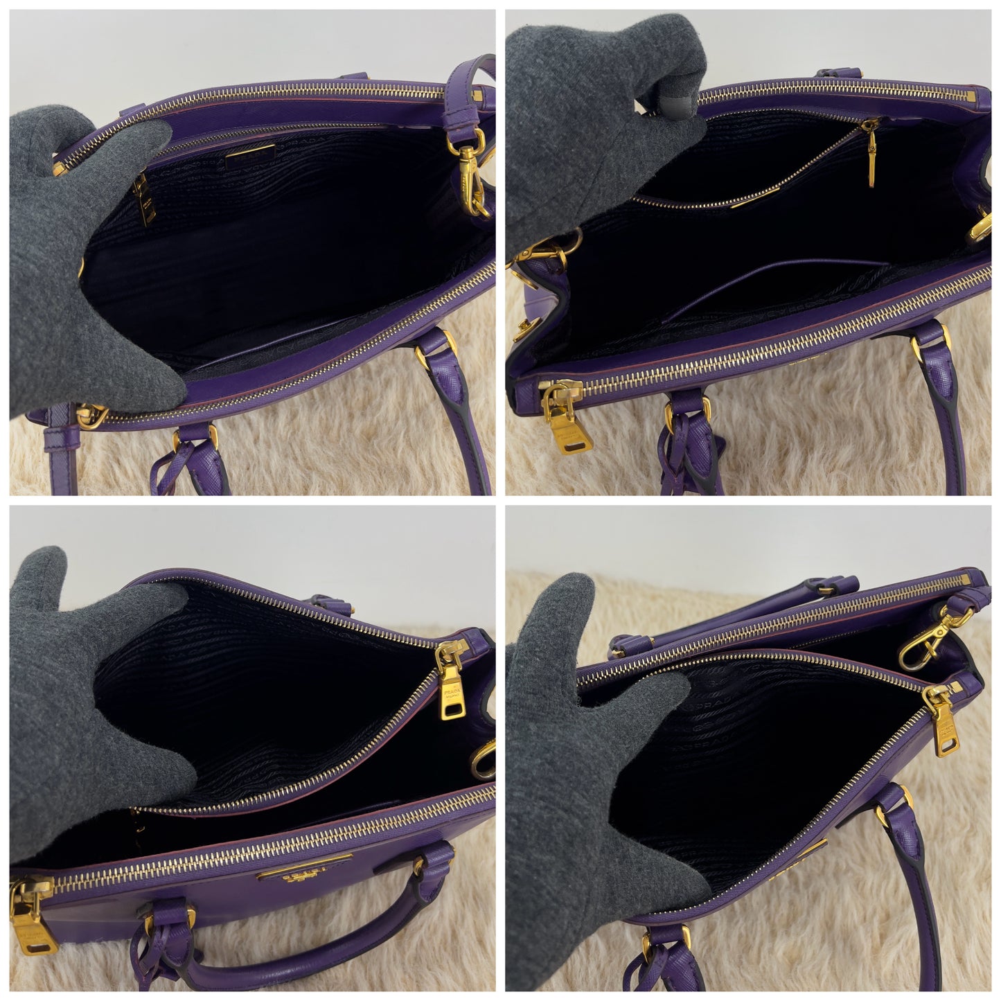 Prada Saffiano Leather Small Galleria Double Zip Tote Bag