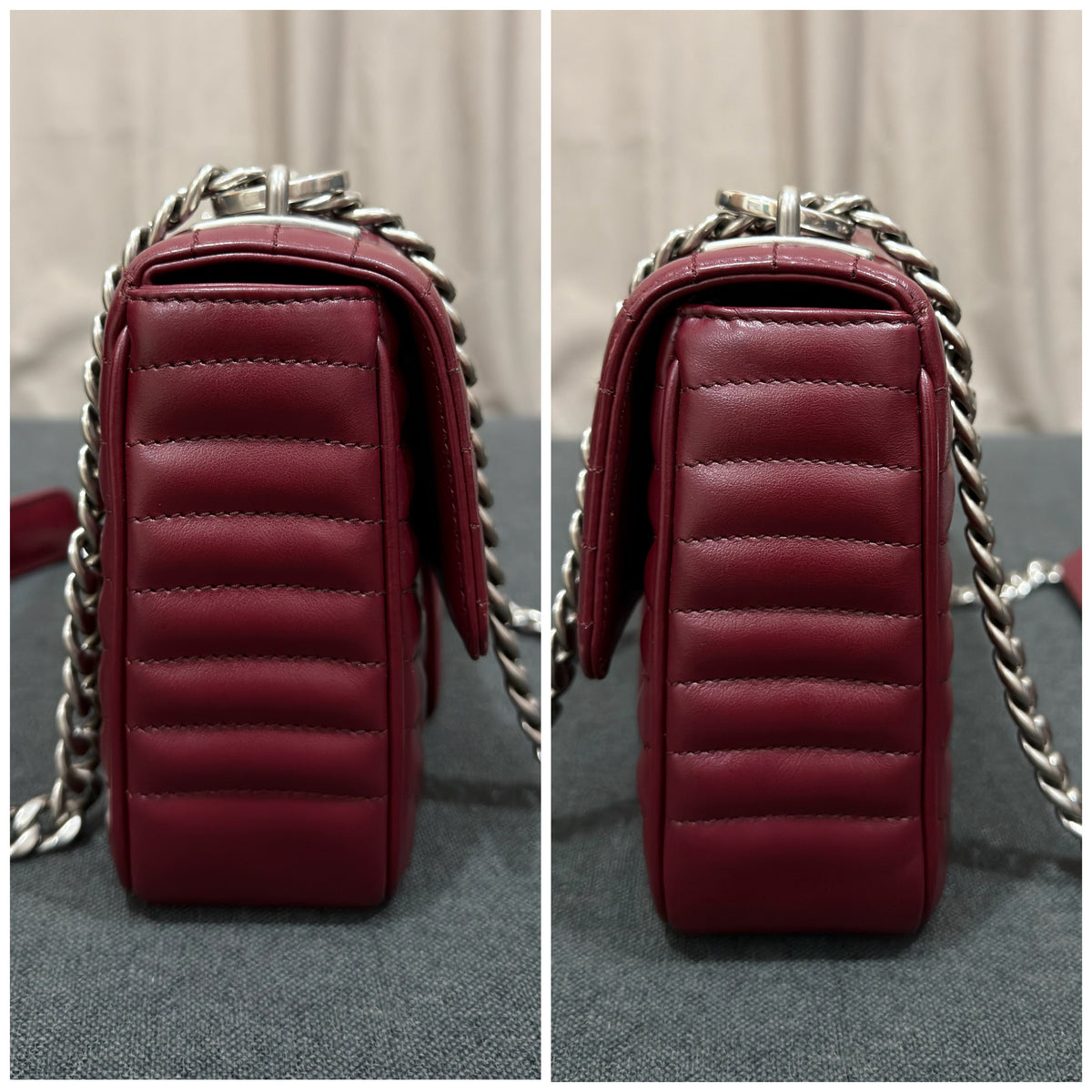 Prada Burgundy Soft Calf Impuntu Diagramme Medium