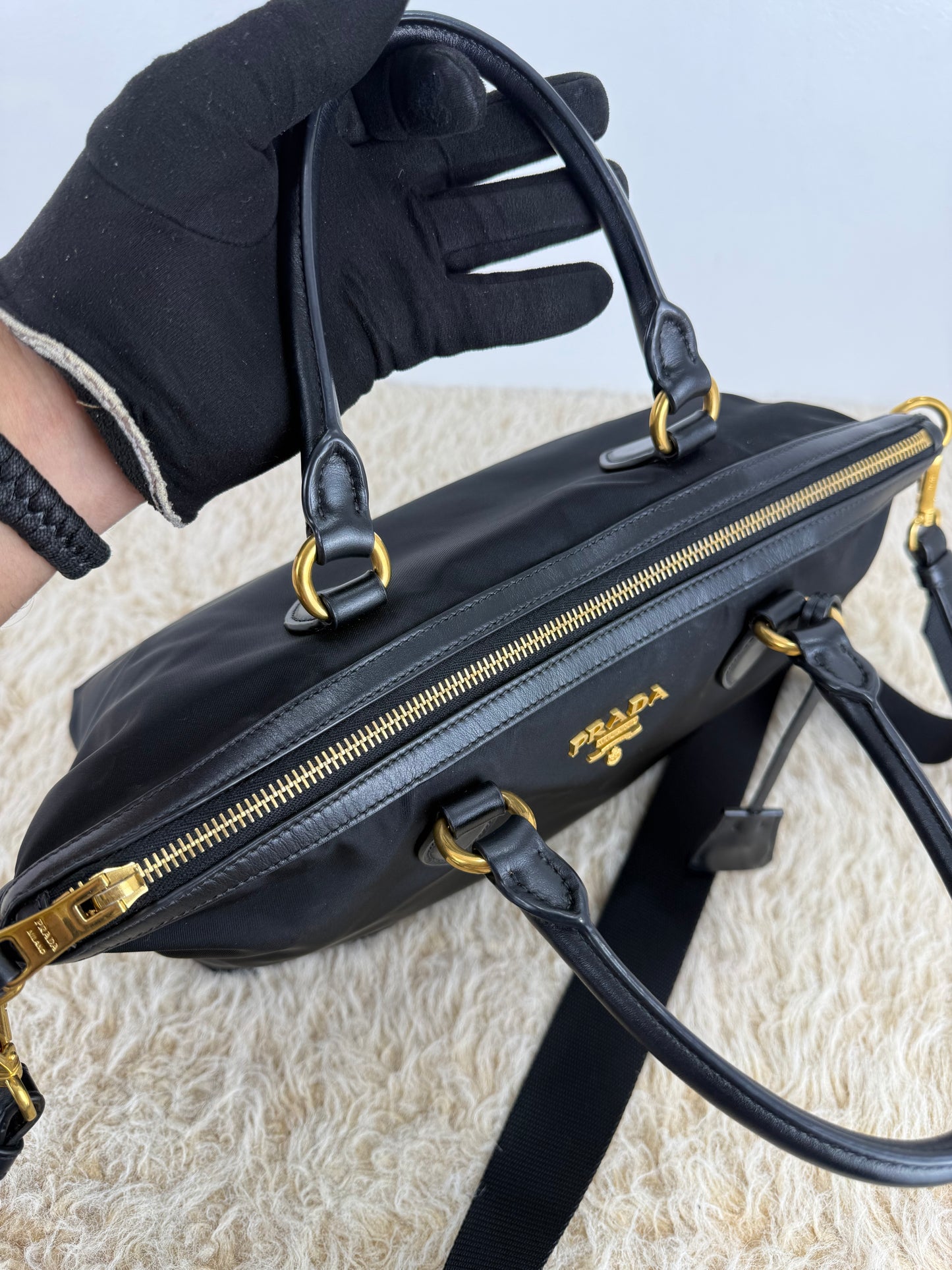 Prada Tessuto Nylon Saffiano Shopping Tote