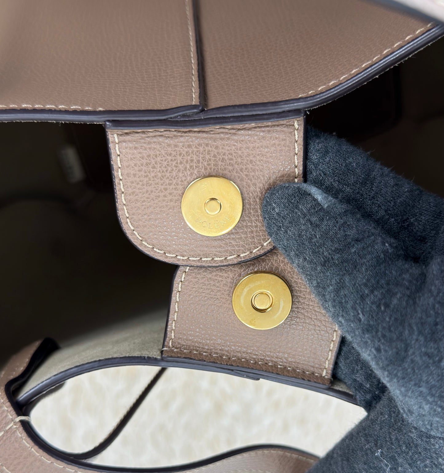 Polène Textured Calfskin Cyme Large Tote Root