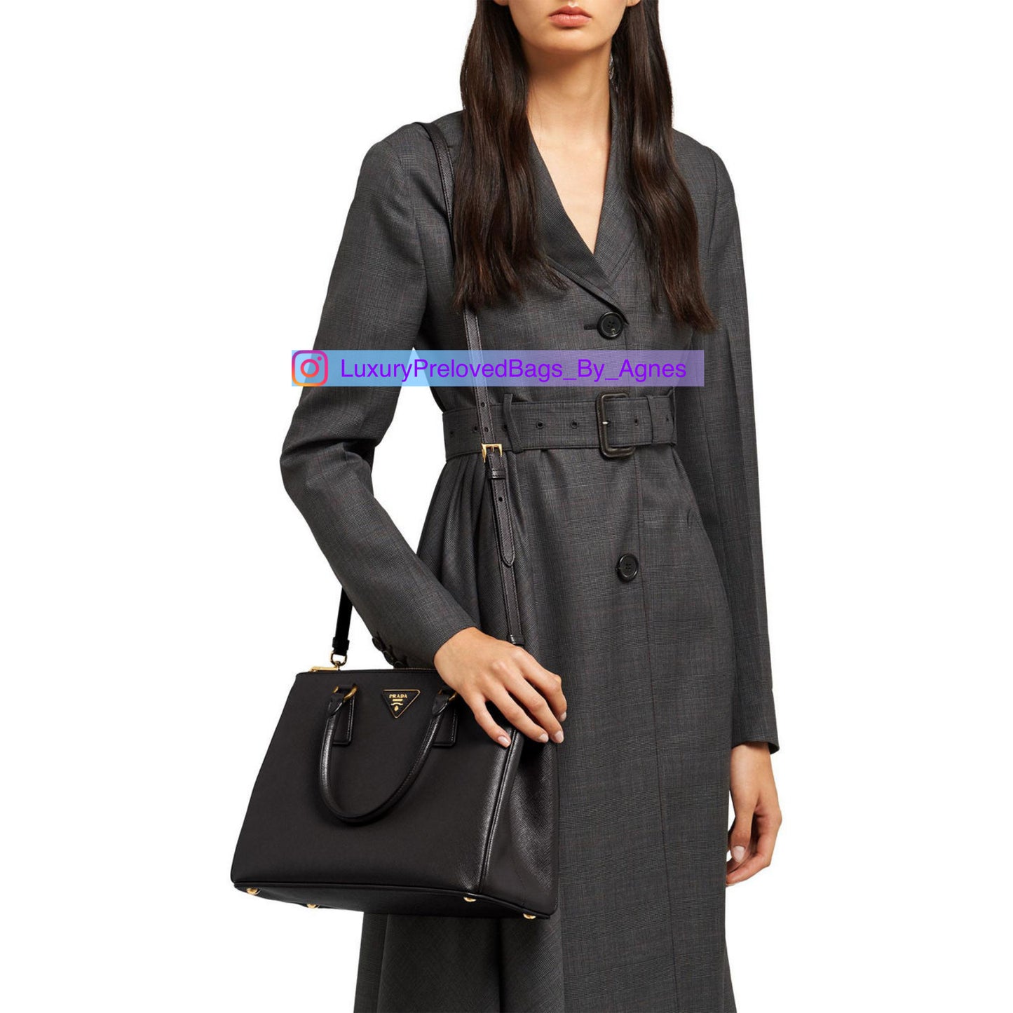 Prada Saffiano Leather Small Galleria Double Zip Tote Bag