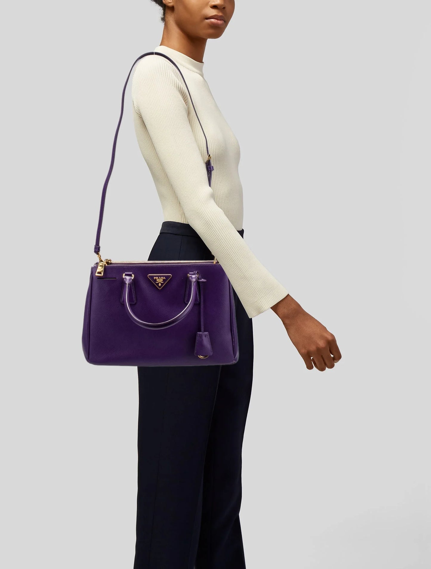 Prada Saffiano Leather Small Galleria Double Zip Tote Bag