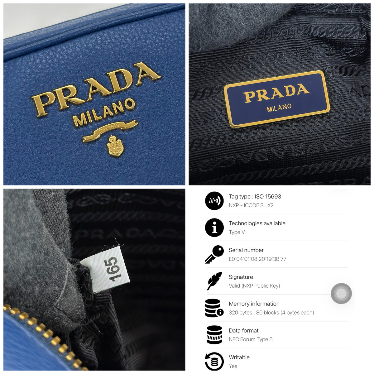 Prada Bluette Vitello Phenix Double Zip Camera Bag