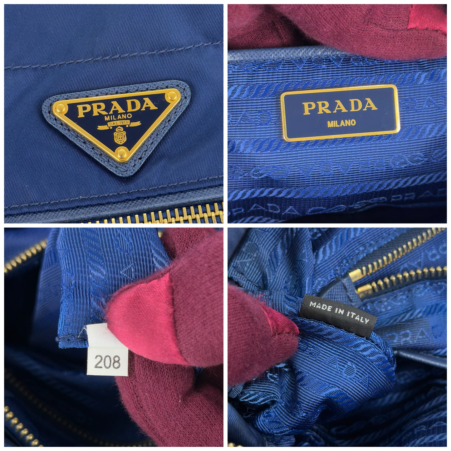 Prada Zip Convertible Tote Tessuto/Saffiano Blue