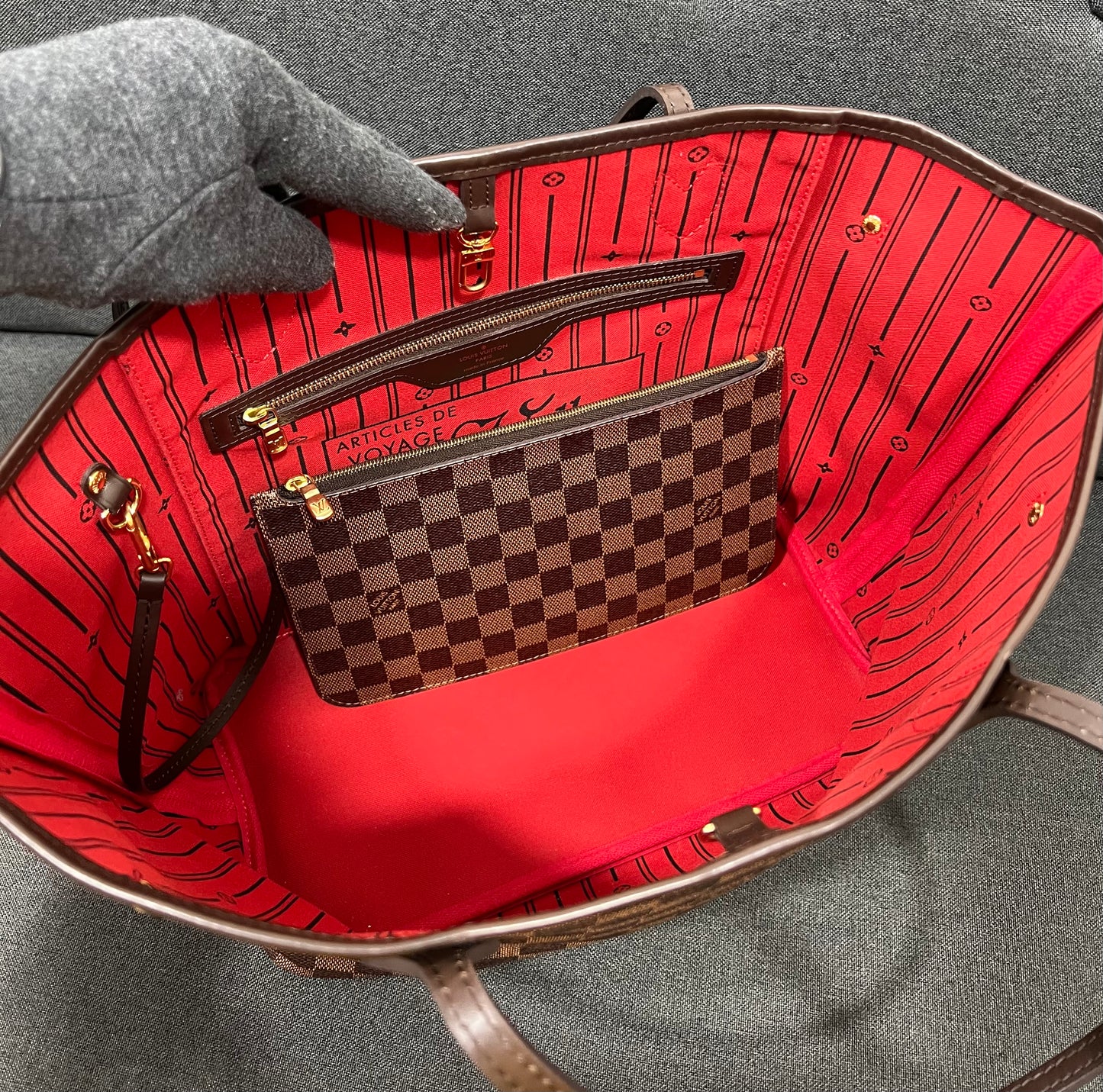 Louis Vuitton Neverfull MM Damier Ebene With Pouch