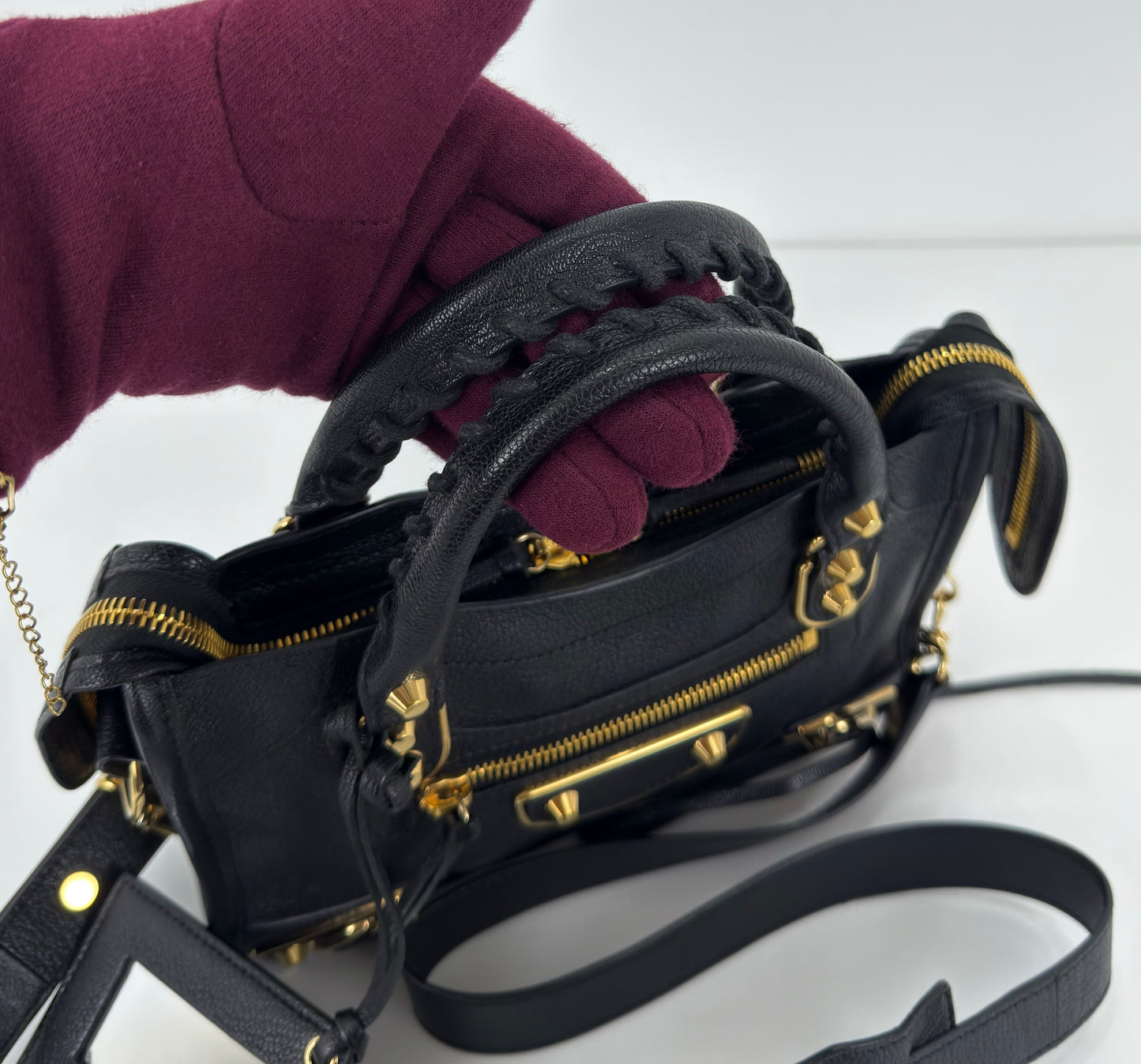 Balenciaga Black Leather Mini Classic Metallic
Edge City Bag