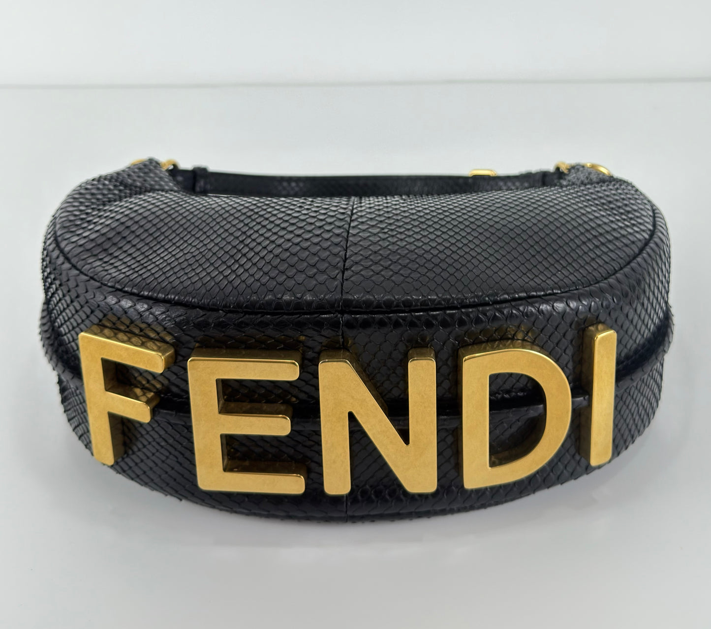 FENDI Black Phyton Fendigraphy Hobo Medium