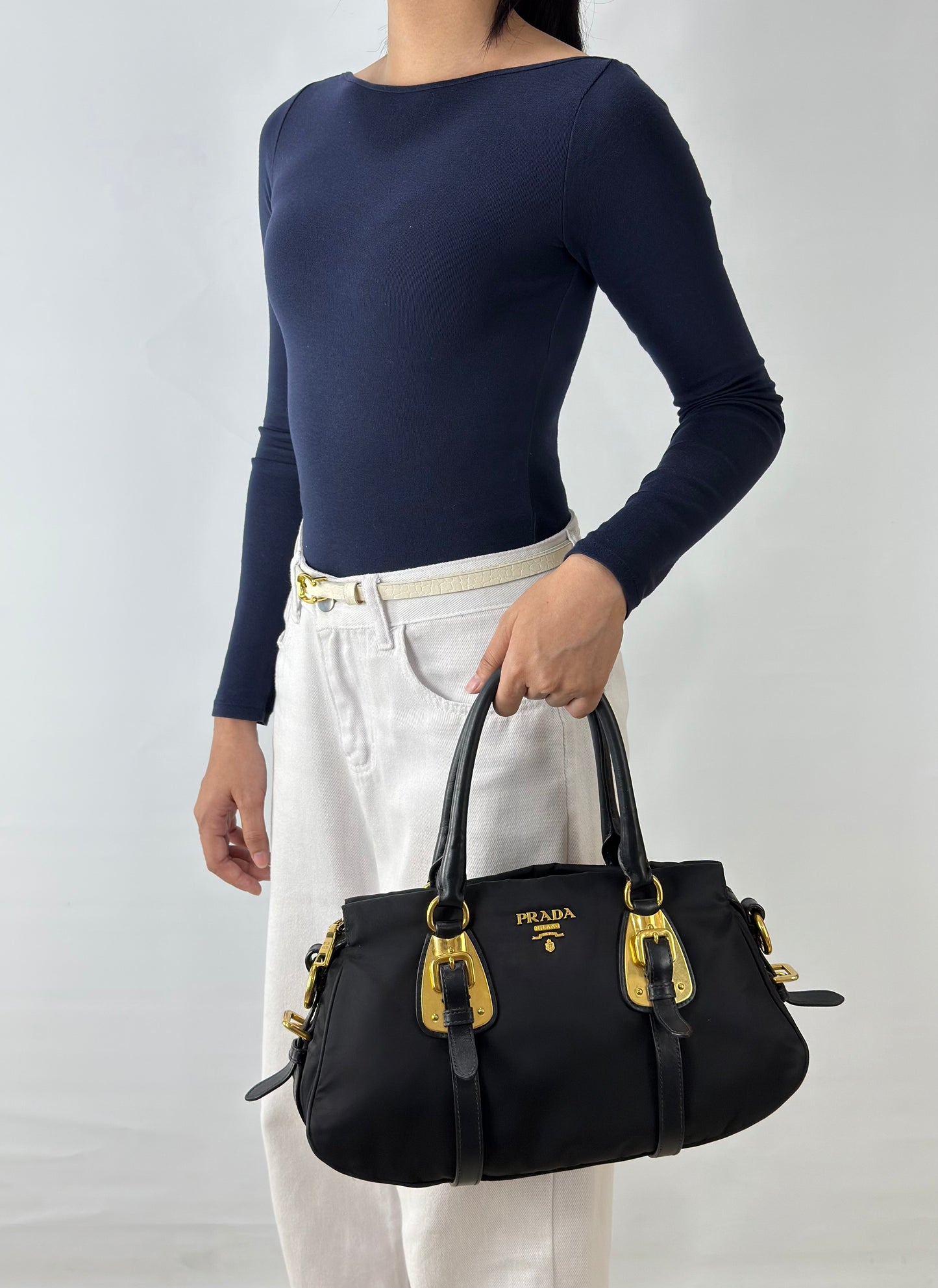 Prada Tessuto Nylon And Soft Calfskin Leather