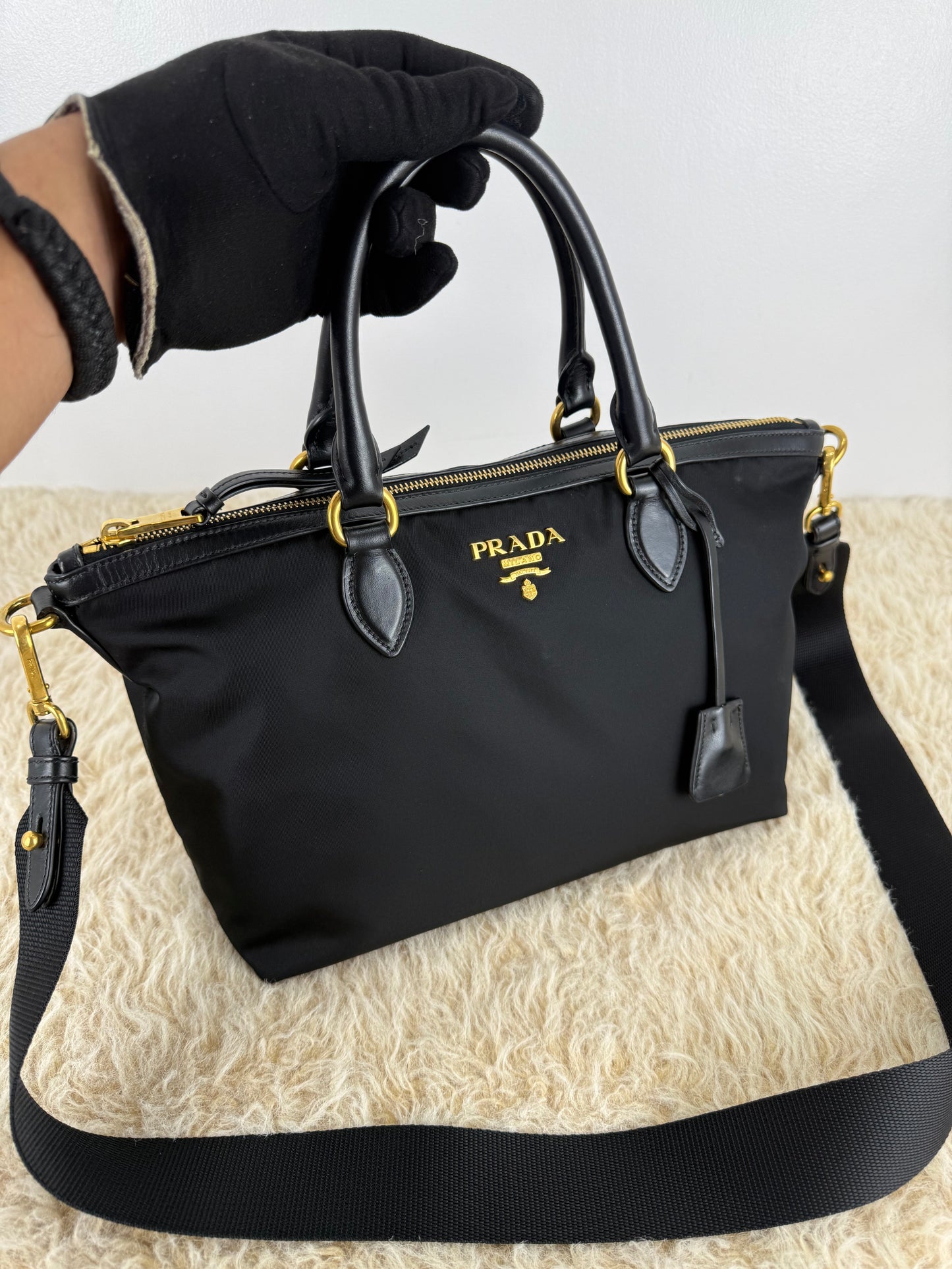 Prada Tessuto Nylon Saffiano Shopping Tote