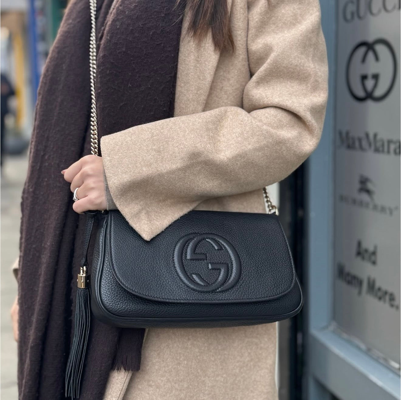 Gucci Pebbled Leather GG Soho Chain Bag