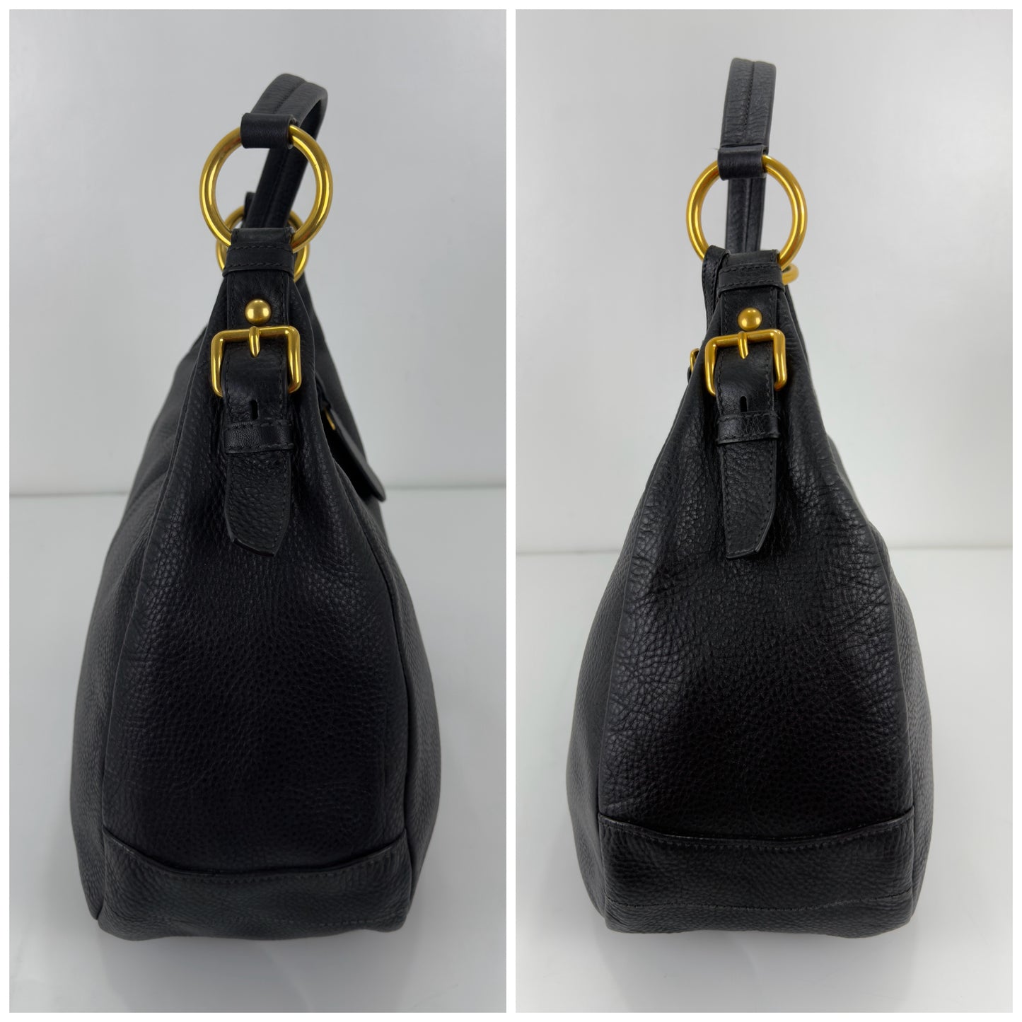 Prada Vitello Daino Zip Hobo Bag