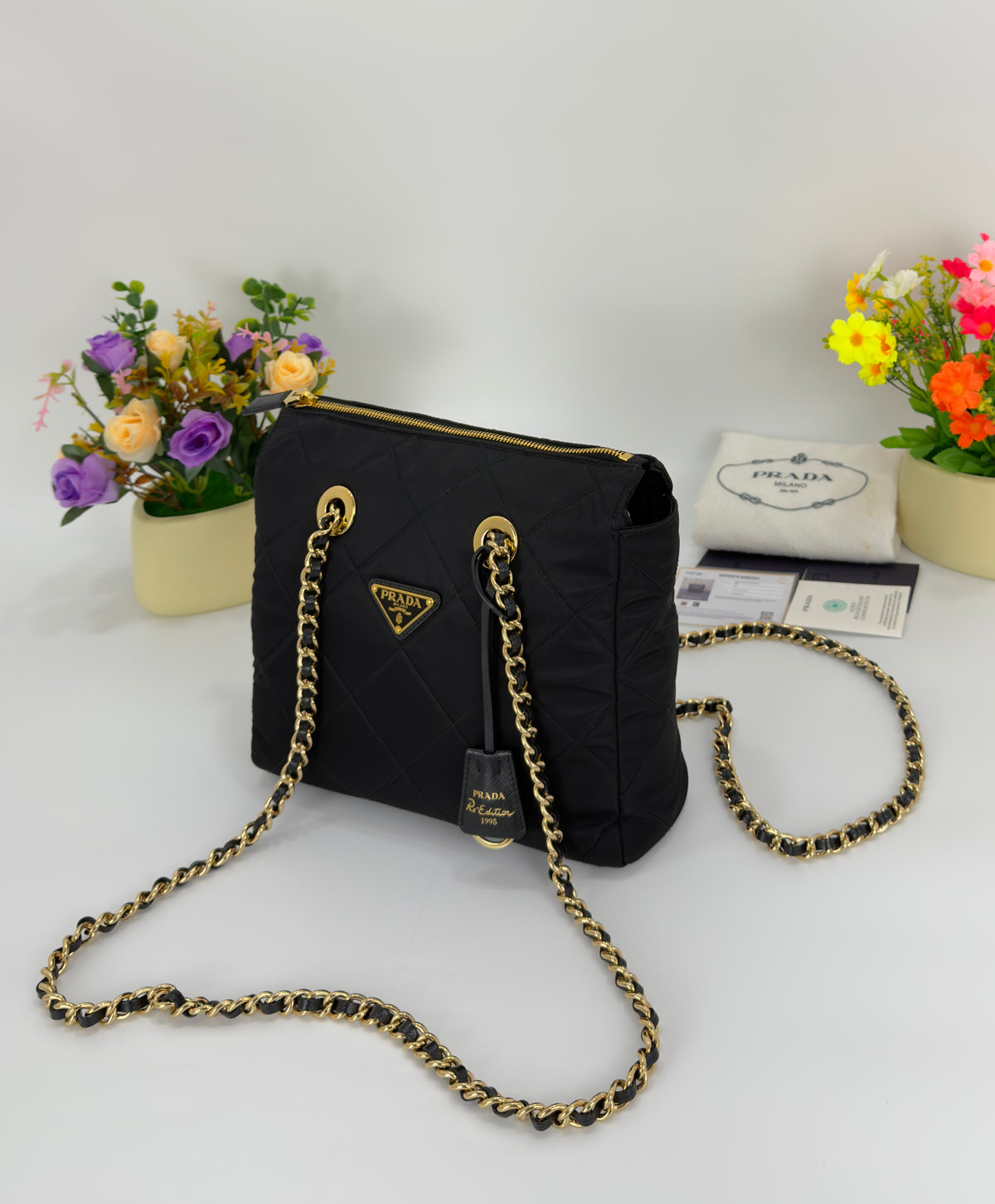 Prada Re - Edition 1995 Quilted Nylon Chain Tote