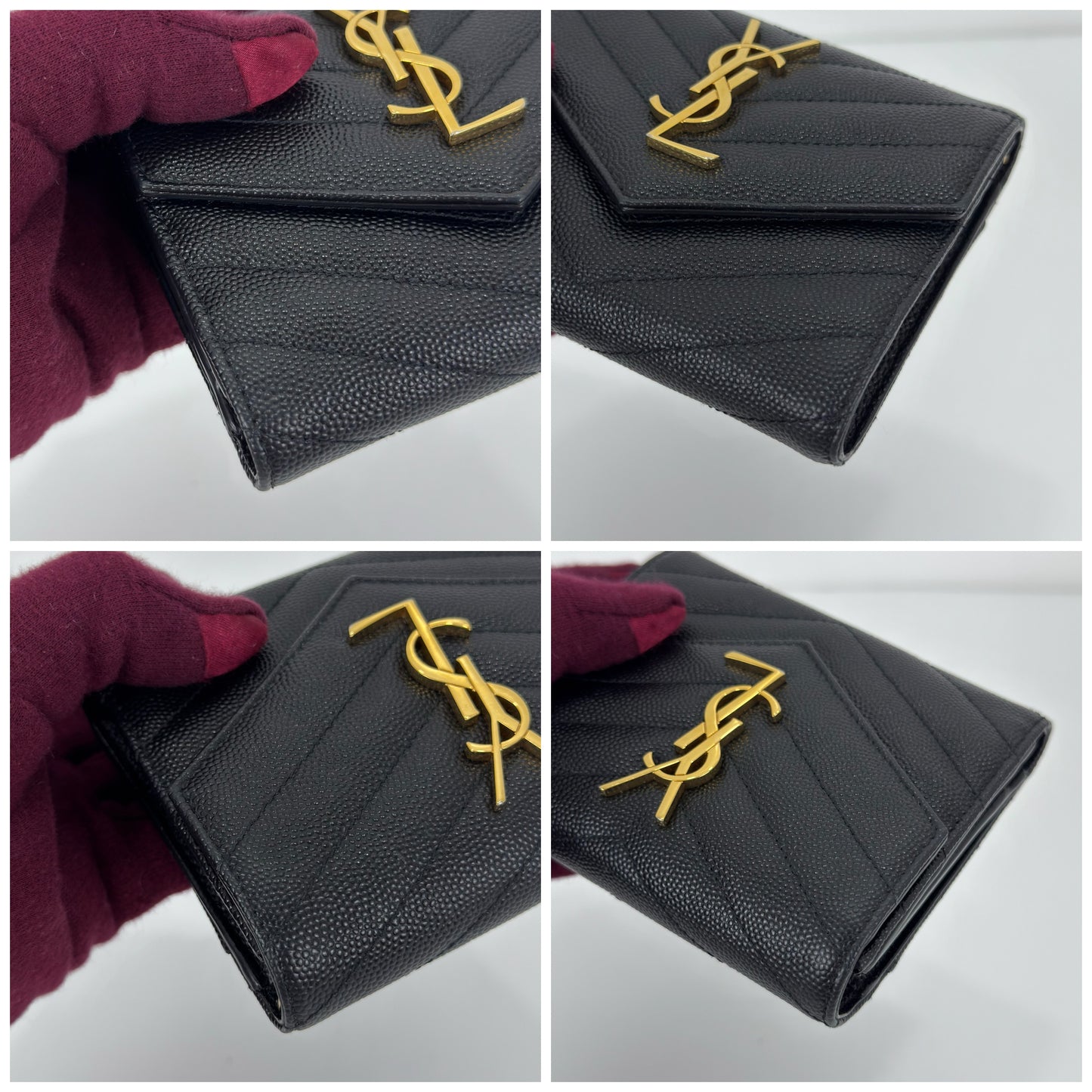 Saint Laurent Cassandre Matelassé Compact Tri-Fold Wallet