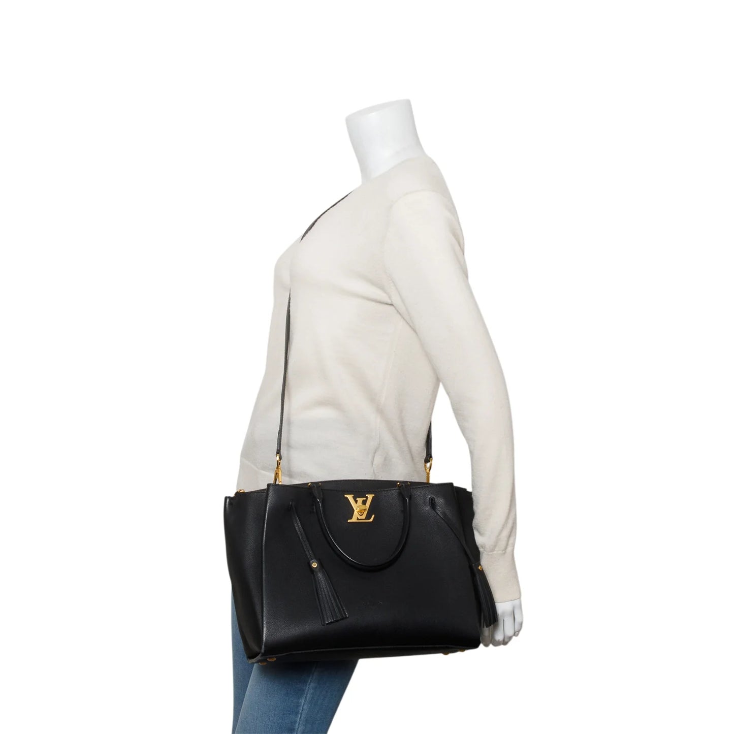 Louis Vuitton Black Leather Lockme Convertible Tote Bag