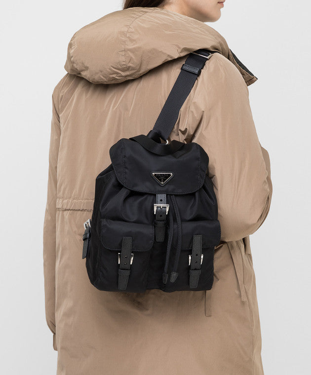 Prada Enamel Triangle Logo Re-Nylon Small Backpack