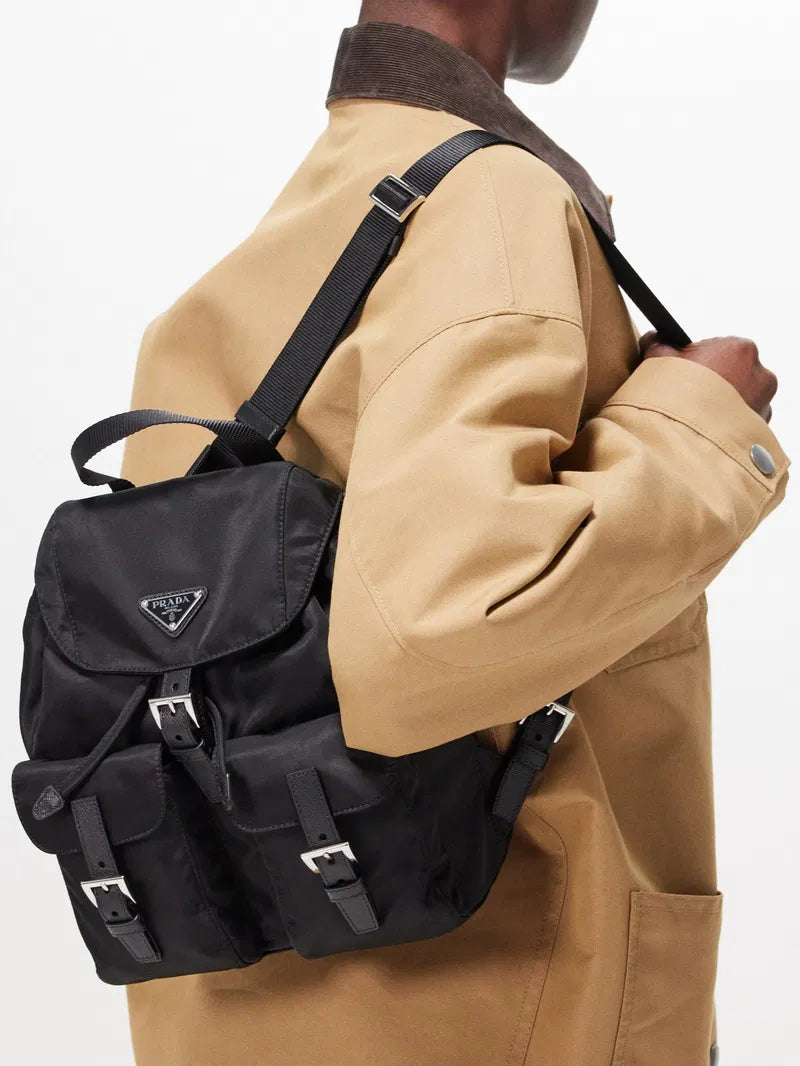 Prada Enamel Triangle Logo Re-Nylon Small Backpack
