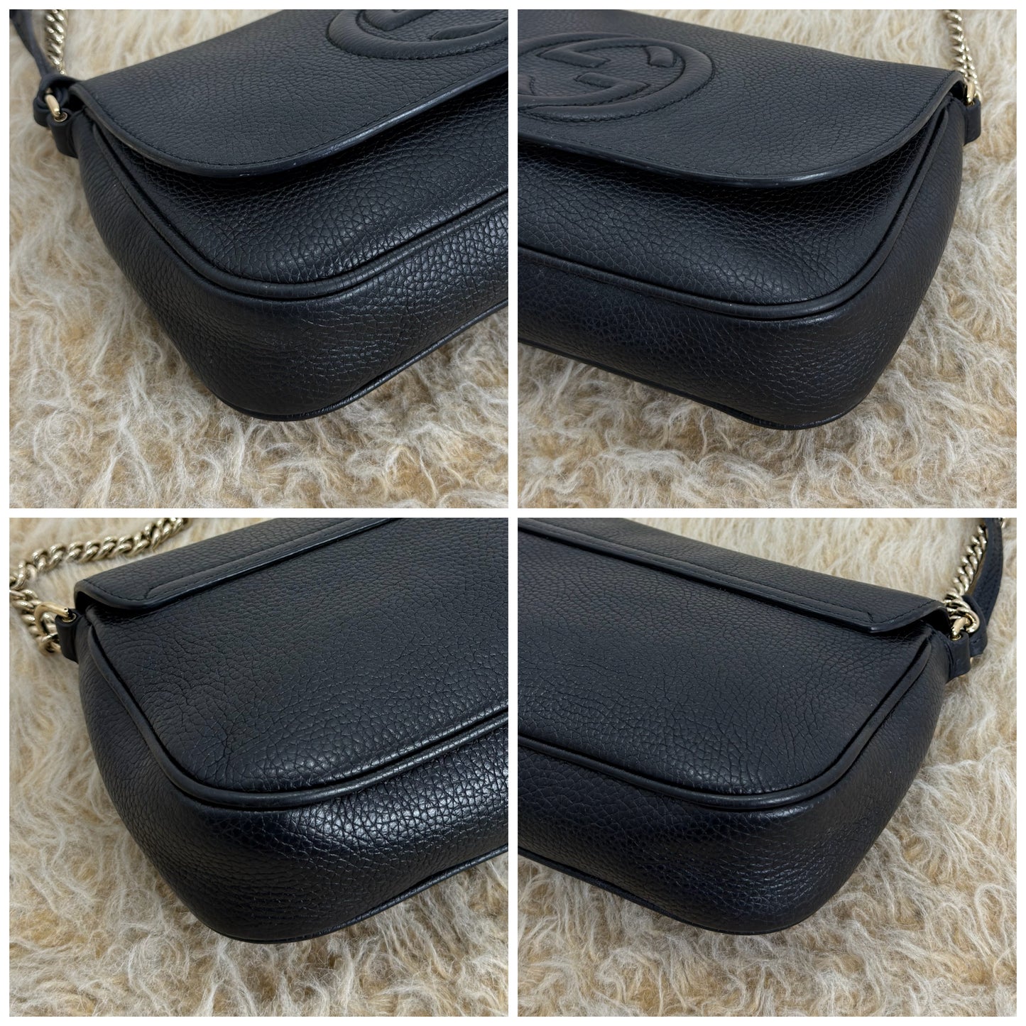Gucci Pebbled Leather GG Soho Chain Bag