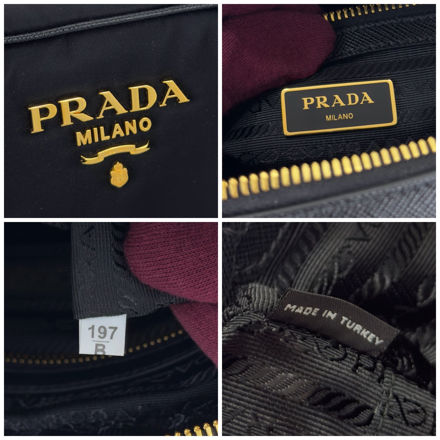 Prada Black Nylon and Leather Bauletto Satchel Bag
