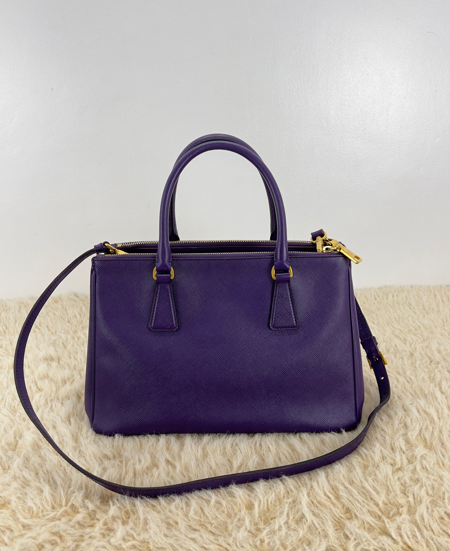 Prada Saffiano Leather Small Galleria Double Zip Tote Bag