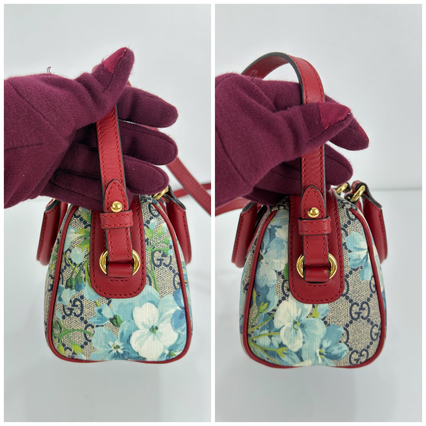 Gucci GG Supreme Monogram Blooms Mini Boston Bag